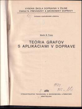 Martin B Fronc: Teória grafov s aplikáciami v doprave