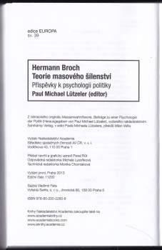 Hermann Broch: Teorie masového šílenství