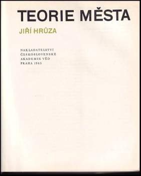 Jiří Hrůza: Teorie města