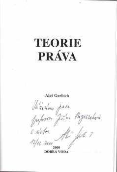 Aleš Gerloch: Teorie práva