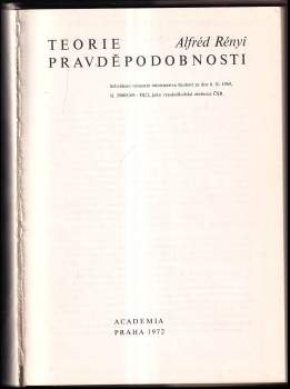 Alfréd Rényi: Teorie pravděpodobnosti