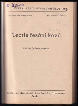 Evžen Hirschfeld: Teorie řezání kovů