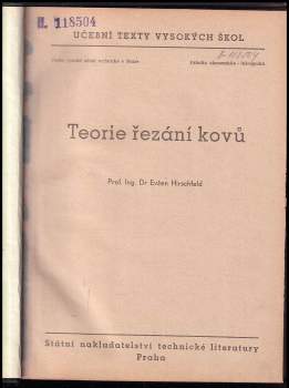 Evžen Hirschfeld: Teorie řezání kovů