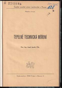 Josef Jenčík: Tepelně technická měření