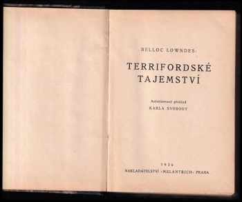 Marie Belloc Lowndes: Terrifordské tajemství