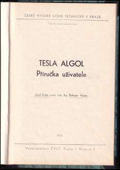 Josef Kolář: Tesla ALGOL