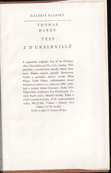 Thomas Hardy: Tess z d'Urbervillů
