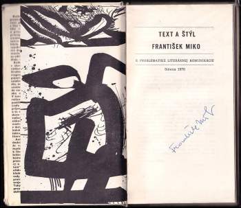 František Miko: Text a štýl