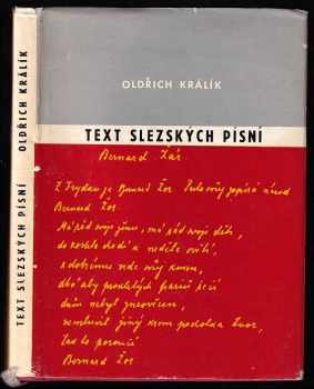 Text Slezských písní - Oldřich Králík (1963, Krajské nakladatelství) - ID: 143519