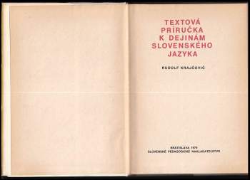 Rudolf Krajčovič: Textová príručka k dejinám slovenského jazyka