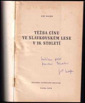 Jiří Majer: Těžba cínu ve Slavkovském lese v 16. století