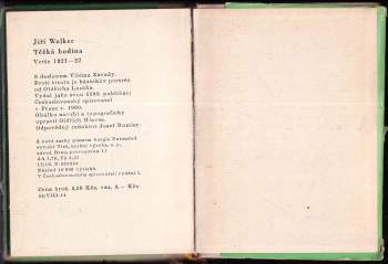 Jiří Wolker: Těžká hodina