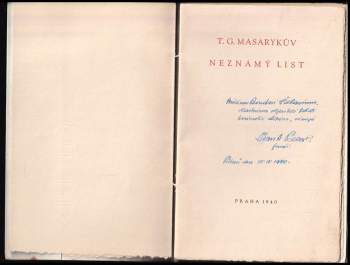 Tomáš Garrigue Masaryk: T.G. Masarykův neznámý list