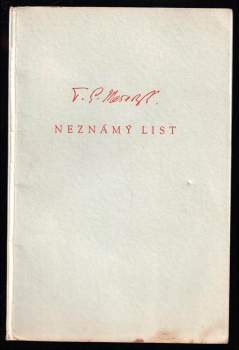 Tomáš Garrigue Masaryk: T.G. Masarykův neznámý list