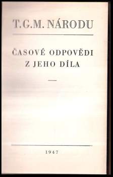 Tomáš Garrigue Masaryk: T.G.M. národu