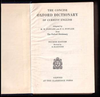 H. W Fowler: The Concise Oxford Dictionary of Current English