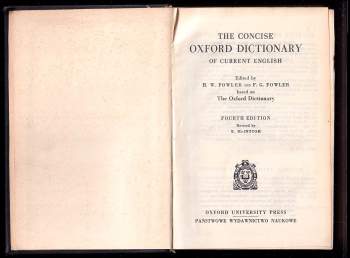 H. W Fowler: The Concise Oxford Dictionary of Current English