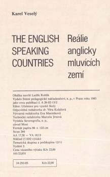 Karel Veselý: The English speaking countries