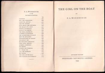 P. G Wodehouse: The Girl on the Boat