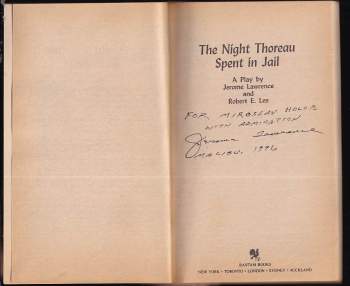 Jerome Lawrence: The Night Thoreau Spent in Jail