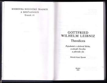 Gottfried Wilhelm Leibniz: Theodicea