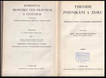 František Valina: Theorie podnikání a zisku