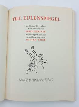 Erich Kastner: Till Eulenspiegel - Zwölf seiner Geschichten frei nacherzählt von Erich Kästner. Mit elf farbigen Bildern (10 Farbtafeln, davon eine doppelseitig) und vielen Zeichnungen von Walter Trier.