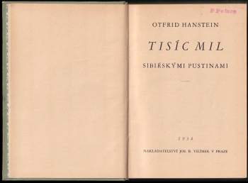 Otfrid von Hanstein: Tisíc mil sibiřskými pustinami