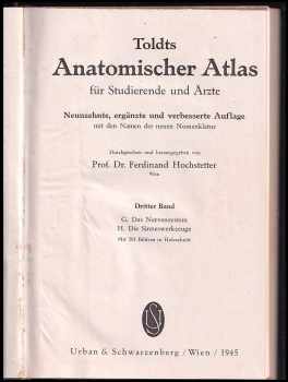 Carl Toldt: Toldts Anatomischer Atlas für Studierende und Ärzte