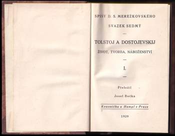 Dmitrij Sergejevič Merežkovskij: Tolstoj a Dostojevskij