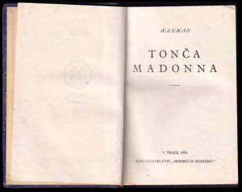 Adolf Zeman: Tonča Madonna