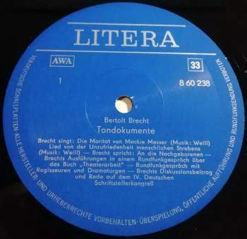 Bertolt Brecht: Tondokumente (2xLP)