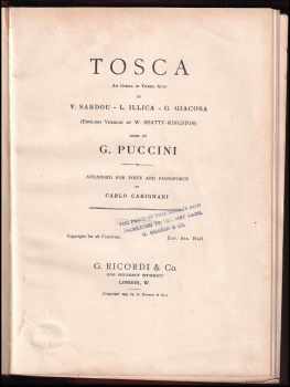 Giacomo Puccini: Tosca - An Opera in Three Acts