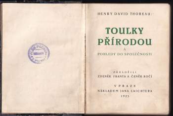 Henry David Thoreau: Toulky přírodou
