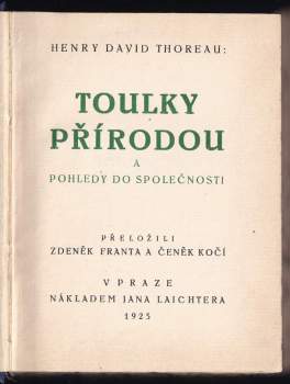 Henry David Thoreau: Toulky přírodou