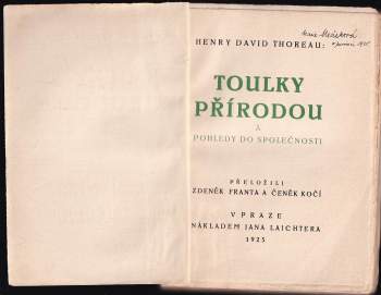Henry David Thoreau: Toulky přírodou
