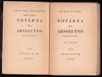 Karel Čapek: Továrna na absolutno