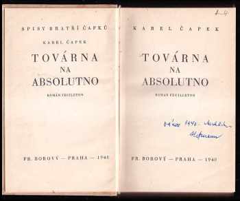 Karel Čapek: Továrna na Absolutno