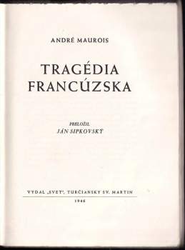 André Maurois: Tragédia Francúzska