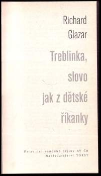 Richard Glazar: Treblinka, slovo jak z dětské říkanky