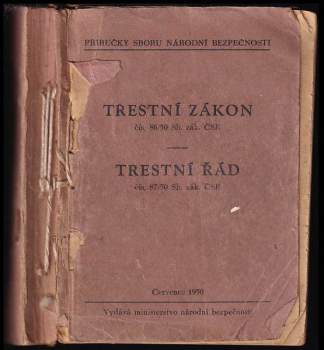 Trestní zákon čís. 86/50 Sb. zák. ČSR - Trestní řád čís. 87/50 Sb. zák. ČSR