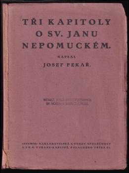 Tři kapitoly z boje o sv. Jana Nepomuckého