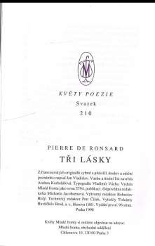 Pierre de Ronsard: Tři lásky