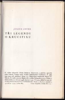Julius Zeyer: Tři legendy o krucifixu