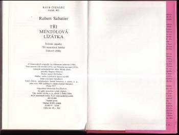 Robert Sabatier: Tři mentolová lízátka