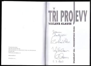 Václav Klaus: Tři projevy Václava Klause