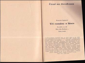 Françoise Sagan: Tři romány o lásce