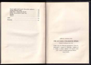 Jiřina Popelová: Tři studie z filosofie dějin
