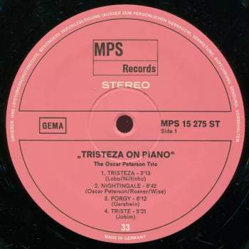 The Oscar Peterson Trio: Tristeza On Piano