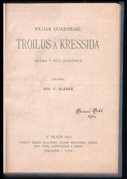 William Shakespeare: Troilus a Kressida